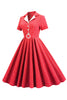 Load image into Gallery viewer, retro stil rød rutete 1950-talls kjole