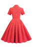 Load image into Gallery viewer, retro stil rød rutete 1950-talls kjole
