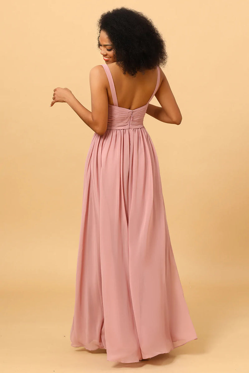 Load image into Gallery viewer, Vakker en linje rødme lang brudepike kjole med delt front