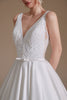 Load image into Gallery viewer, hvit a-line v-hals brudekjole med blonder