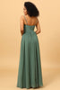 Load image into Gallery viewer, En linje spaghetti stropper Eucalyptus Long brudepike kjole med delt front