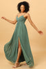 Load image into Gallery viewer, En linje spaghetti stropper Eucalyptus Long brudepike kjole med delt front