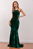 Load image into Gallery viewer, mørk grønn havfrue fløyel lang kjole