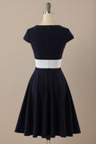 Navy Scoop 1950-tallet kjole med volanger