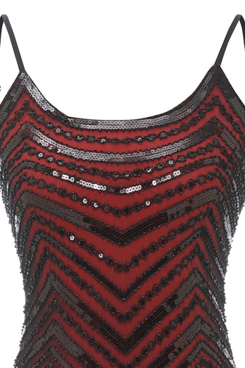 svart rød spaghetti stropper 1920-tallet kjole