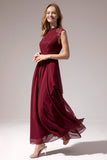 burgunder lang chiffon prom kjole