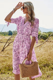 grønn floral print maxi boho kjole