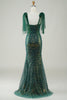 Load image into Gallery viewer, Sparkly Dark Green Mermaid Sequin Long Prom Dress med Slit