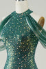 Load image into Gallery viewer, Sparkly Dark Green Sequin Mermaid Long Prom Dress