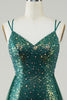 Load image into Gallery viewer, Sparkly Dark Green Beaded Long Prom Dress