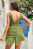 Load image into Gallery viewer, A Line Deep V Neck Green Short Homecoming Dress med Ruffles