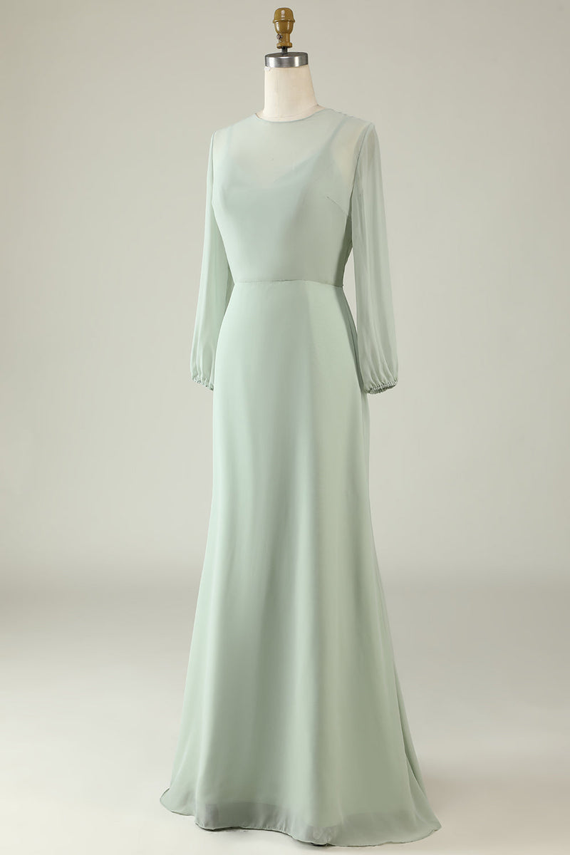 Load image into Gallery viewer, Mint Bryllup Guest kjole med lange ermer