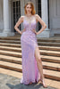Load image into Gallery viewer, Lilla Sparkly Appliques korsett Prom kjole med Slit
