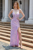 Load image into Gallery viewer, Lilla Sparkly Appliques korsett Prom kjole med Slit