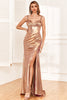 Load image into Gallery viewer, Golden Ruffles korsett Prom kjole med Slit