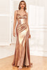 Load image into Gallery viewer, Golden Ruffles korsett Prom kjole med Slit
