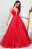 Load image into Gallery viewer, Sparkly Spaghetti stropper Red Long Prom Dress