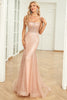 Load image into Gallery viewer, Havfrue Spaghetti stropper Blush paljetter Long Prom kjole med tog