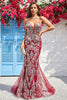 Load image into Gallery viewer, Havfrue Spaghetti stropper Burgunder Long Prom kjole med åpen rygg