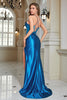 Load image into Gallery viewer, Sparkly Blue Corset Long Prom Dress med Slit