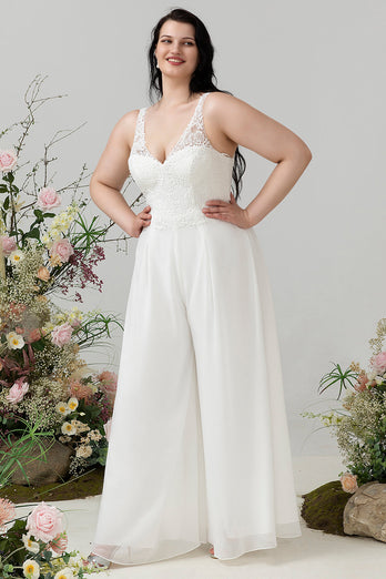 Ivory Lace &; Chiffon jumpsuit til bryllup